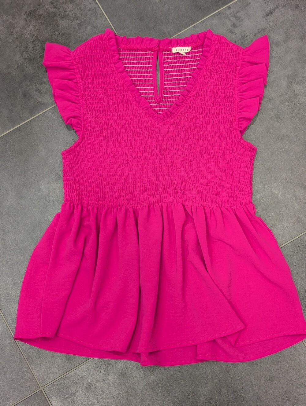 Smocked Peplum Ruffle Top Size Small, Like New